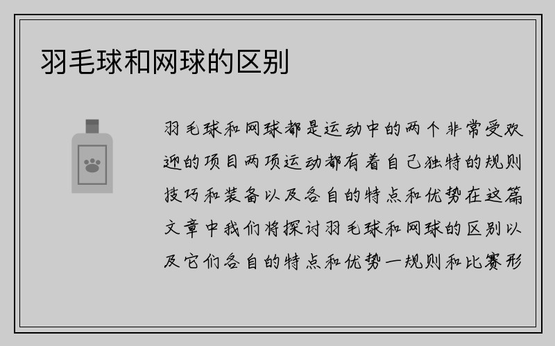 羽毛球和网球的区别