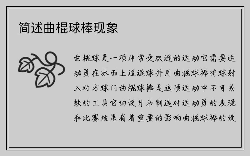 简述曲棍球棒现象