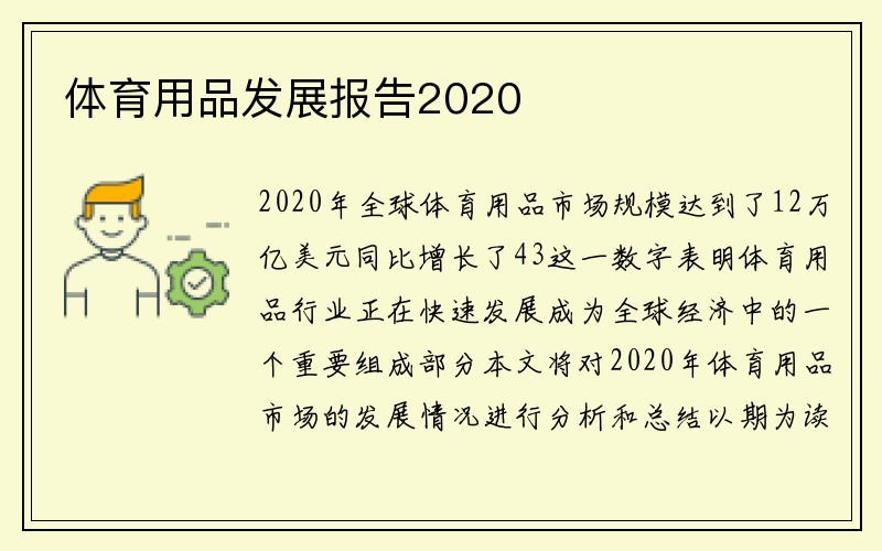 体育用品发展报告2020