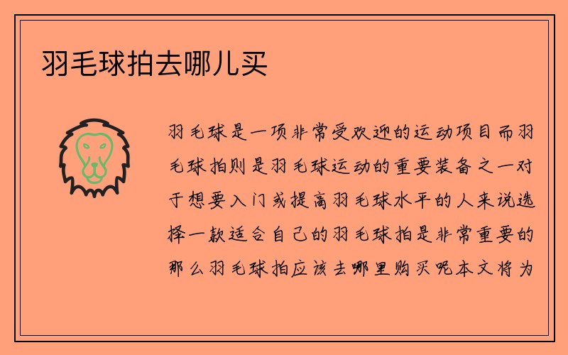 羽毛球拍去哪儿买