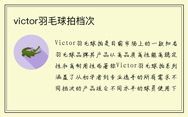 victor羽毛球拍档次