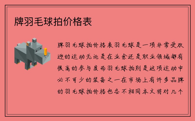 牌羽毛球拍价格表